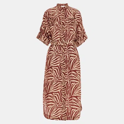 Pre-owned Zimmermann Brown Printed Silk Midi Dress M