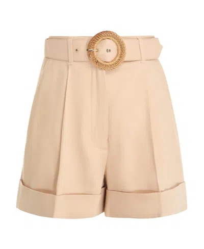 Zimmermann Buckle Belt Shorts In Nude