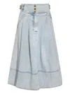 Zimmermann High Waist A-line Midi Skirt With Buttons In Blue