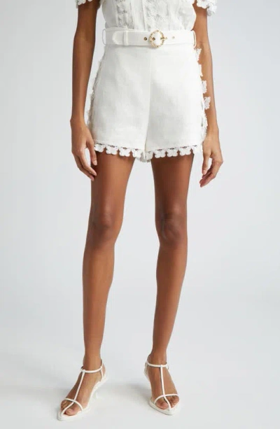 Zimmermann Butterfly High Waist Linen Shorts In Natural