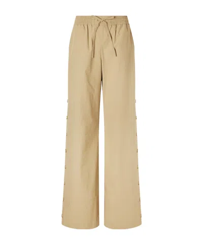Zimmermann Valiant Button Cotton Wide-leg Pants In Nude