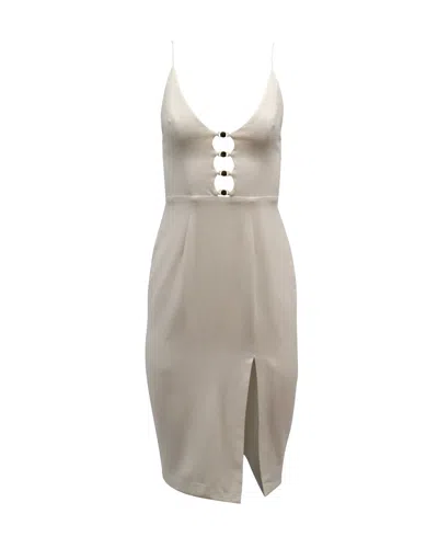 Zimmermann Button Detail Cut Out Dress In White Polyester