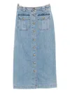 Zimmermann Button-front Flap-pocket Skirt In Blue