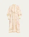 Zimmermann Buttoned Linen Midi Dress In Neutral
