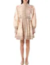Zimmermann Buttoned Mini Dress With High Neckline And Decorative Belt