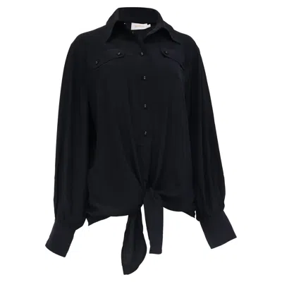 Zimmermann Buttoned Tie-front Shirt In Black Silk