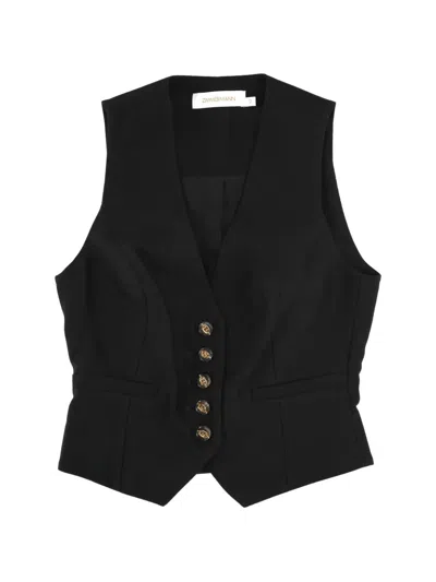 Zimmermann Wool And Silk-blend Vest In Black