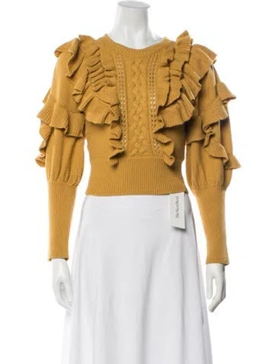 Pre-owned Zimmermann Cable Knit Crew Neck Sweater In Yellow