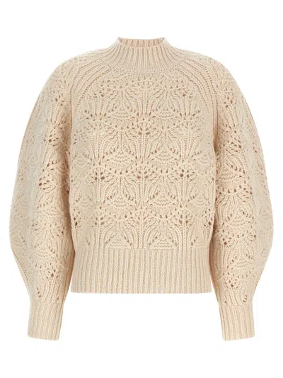 Zimmermann Cable Knit Wool Sweater In Cream