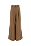 Zimmermann Pantalone Dalla Gamba Ampia Crush In Raso Verde Oliva Donna In Multi