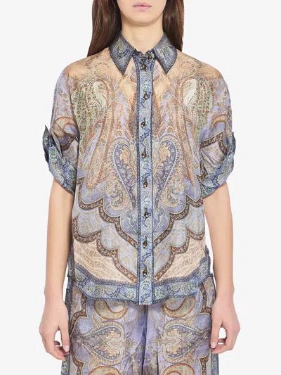 Zimmermann Wanderlust Shortsleeve Shirt In Multi