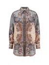 Zimmermann Ascension Manstyle Printed Silk Shirt In Multi