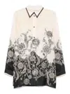 Zimmermann Rhiannon Printed Silk Shirt In Sand