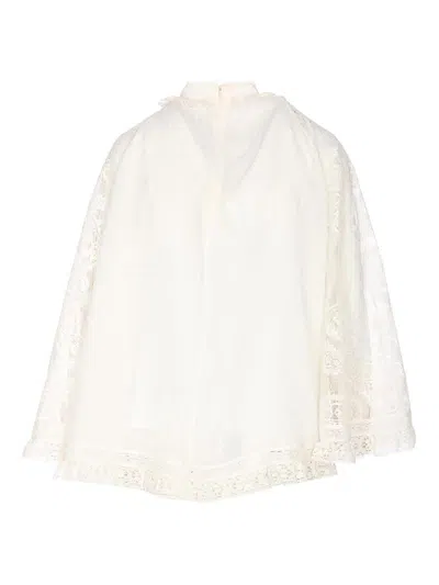 Zimmermann White Ascension Lace Shirt In Nude