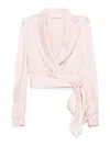 Zimmermann Long-sleeved Silk Wrap Top In White