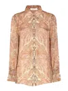 Zimmermann Cream Paisley Hypnotic Satin Shirt In Nude