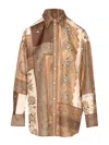 Zimmermann Lucky Brown Shirt With Classic Collar And All-over Floral Print In Silk Woman