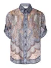 Zimmermann Wanderlust Multicolor Shirt With Classic Collar And All-over Print In Silk Woman In Multi