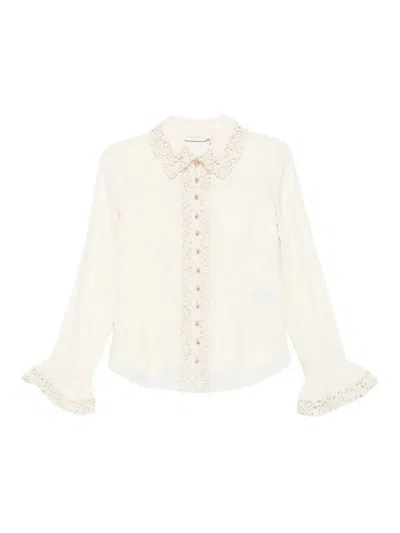 Zimmermann Lace Trim Shirt In White