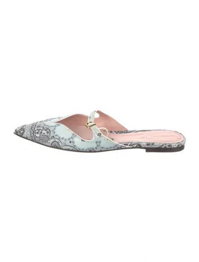 Pre-owned Zimmermann Canvas Paisley Print Mules In Blue