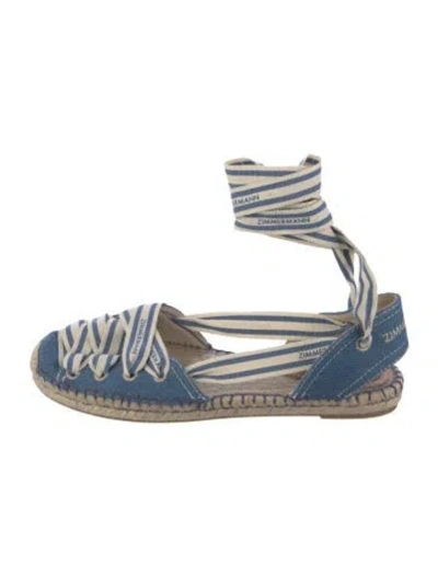 Pre-owned Zimmermann Canvas Striped Espadrilles In Blue