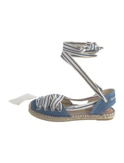 Pre-owned Zimmermann Canvas Striped Espadrilles In Blue