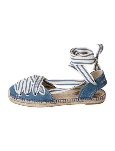 Pre-owned Zimmermann Canvas Striped Espadrilles W/ Tags In Blue