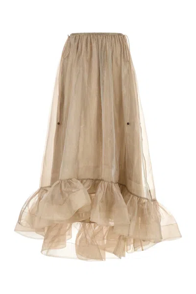 Zimmermann Cappuccino Organza Dawning Skirt In Brown