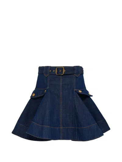 Zimmermann Denim Cargo Mini Skirt In Blue