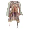 Zimmermann Carnaby Floral Print Mini Tiered Dress In Multicolor Silk In Multi