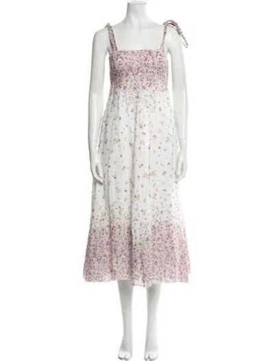 Pre-owned Zimmermann Carnaby Floral-print Midi Dress Midi Length Dress In White