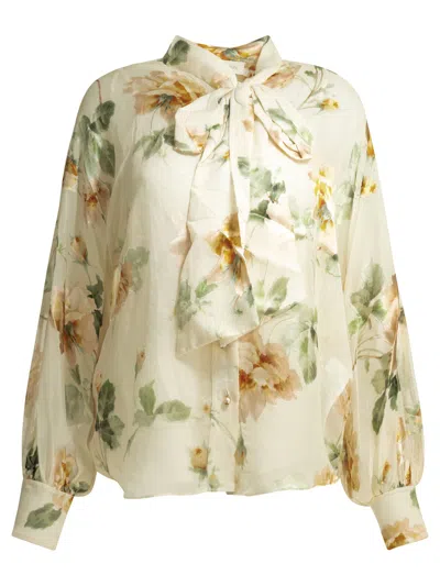 Zimmermann Carousel Burnout Floral-print Blouse In Multi