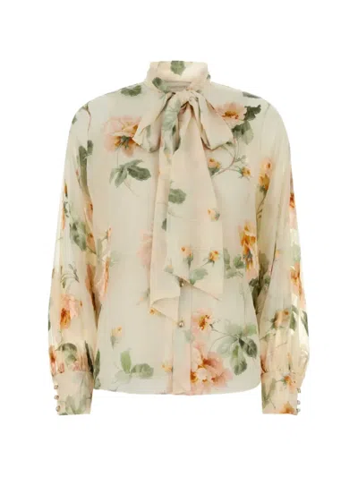Zimmermann Carousel Burnout Floral-print Blouse In Multi