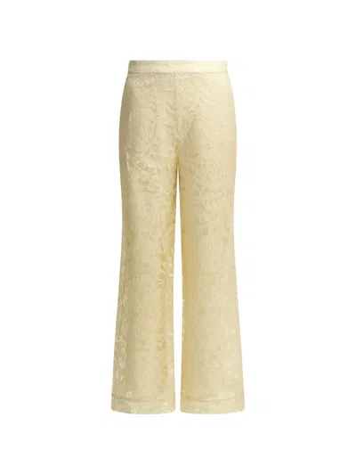 Zimmermann Carousel High Waist Lace Flared Pants Sheer In Yellow
