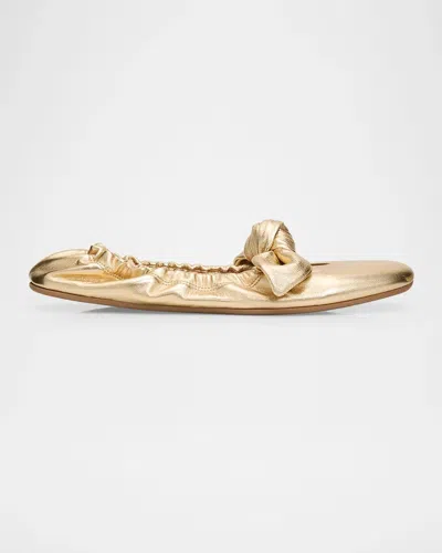 Zimmermann Carousel Leather Ballerina Flats In Gold