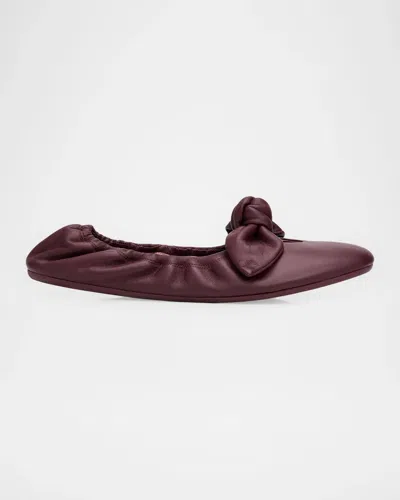 Zimmermann Carousel Leather Bow Ballerina Flats In Mahogany