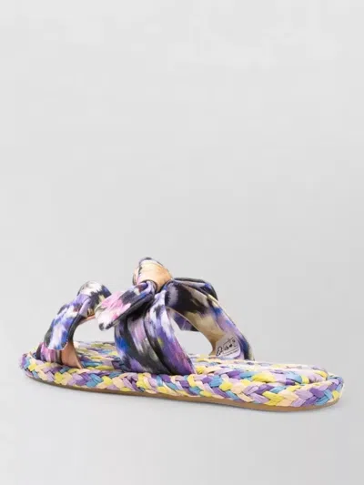 ZIMMERMANN CAROUSEL LINEN BOW FLAT SANDALS