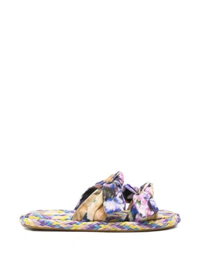 Zimmermann Carousel Linen Flat Sandals In Multi