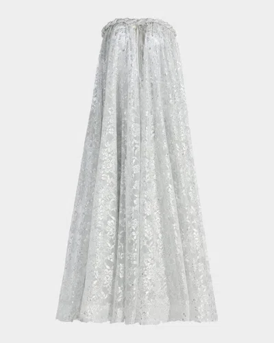 Zimmermann Carousel Metallic Lace Strapless Dress In Silver