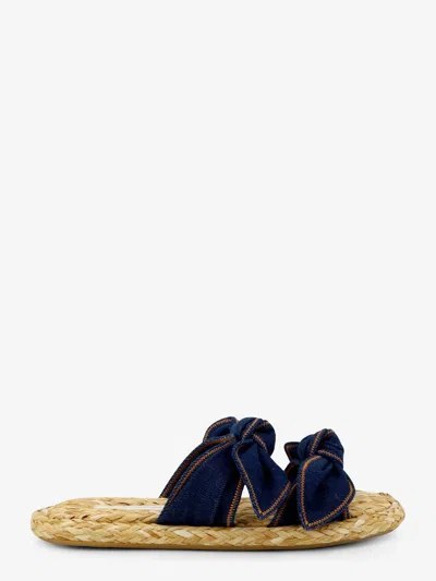 Zimmermann Carousel Bow-detail Woven-sole Flat Sandals In Blue