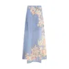 Zimmermann Womens Cascadian Bias Floral Linen Midi Skirt Teal Blue Botanical