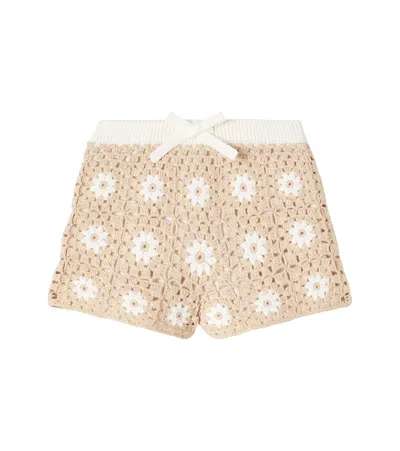 ZIMMERMANN CASCADIAN FLORAL CROCHET COTTON SHORTS