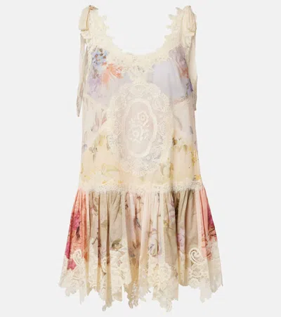 Zimmermann Cascadian Floral Lace Cotton Minidress