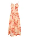 Zimmermann Cascadian Strapless Midi Dress Red Botanical Floral In Multi