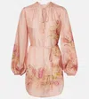 Zimmermann Women Pink Botanical Floral Silk Habotai Cascadian Tunic Top In Pink