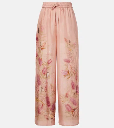 Zimmermann Cascadian Floral Silk Wide-leg Pants