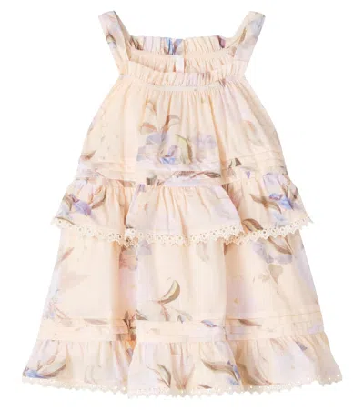 Zimmermann Kids' Cascadian Floral Tiered Cotton Top In Neutral