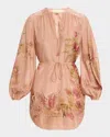 Zimmermann Women Pink Botanical Floral Silk Habotai Cascadian Tunic Top In Pink
