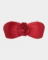 Zimmermann Cascadian Flower Bandeau Bikini Top In Red