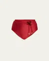 Zimmermann Cascadian Flower High-waist Bikini Bottoms In Red